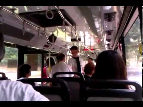 Terrible Singaporean pushes an old lady on SMRT bus!