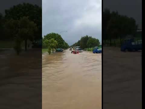 新加坡近日暴雨连连，巴西立道路没扛住淹水了！