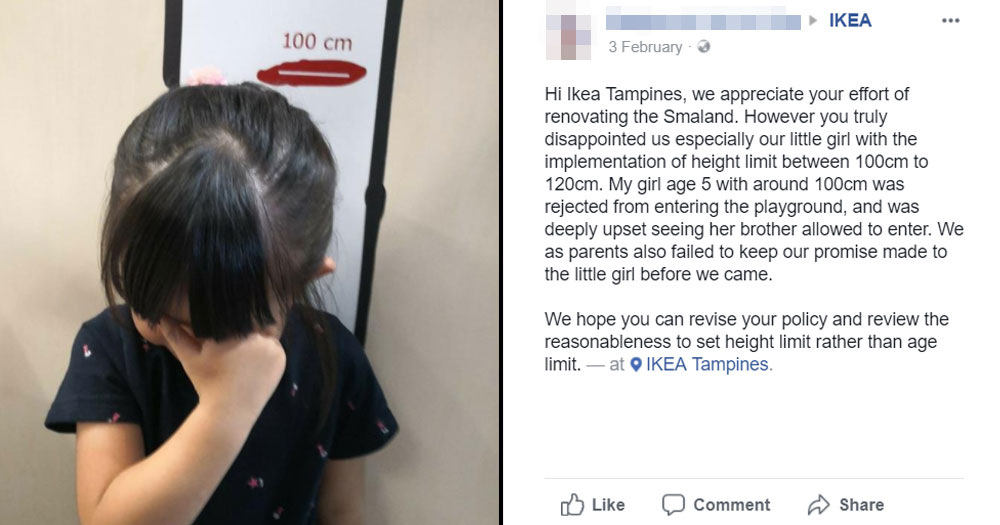 Mom flamed for complaining 100cm daughter disallowed into Tampines Ikea play area