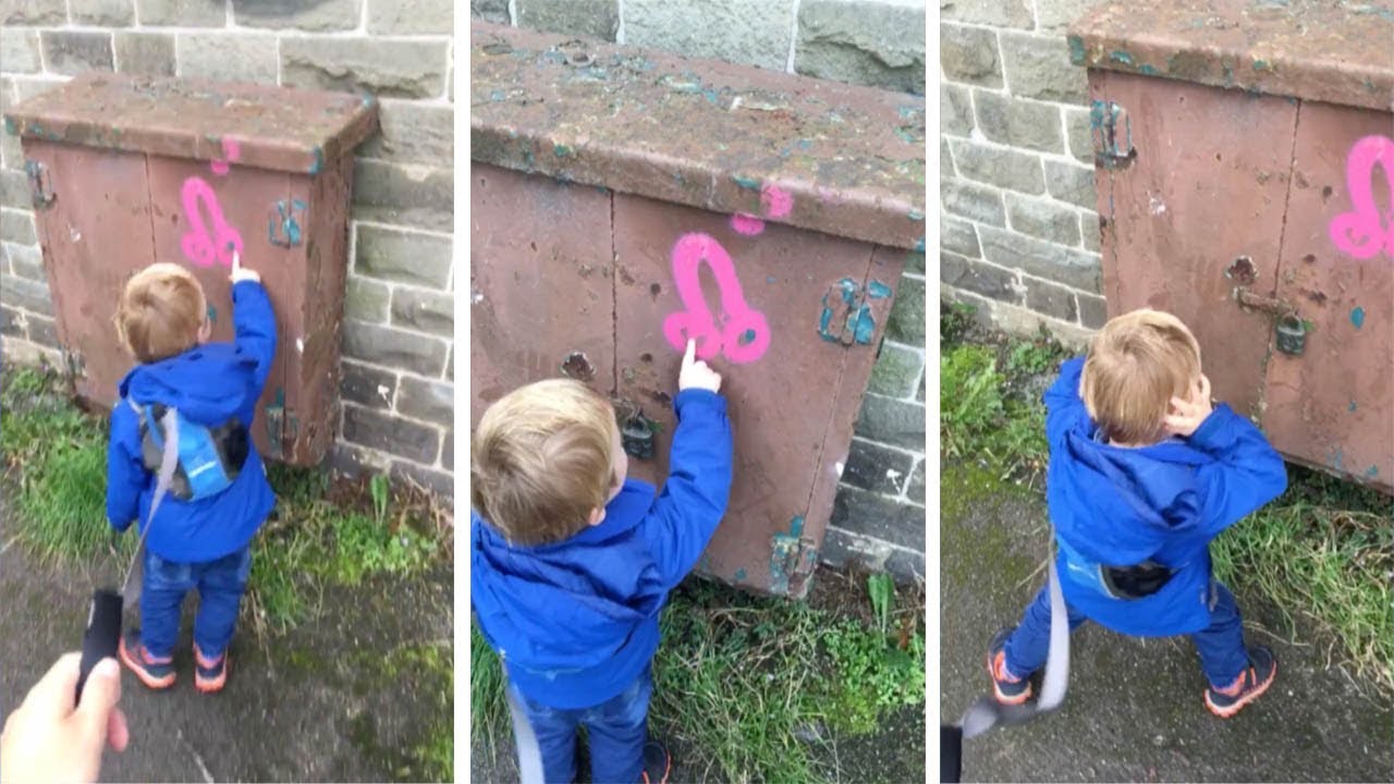 Adorable Little Boy Mistakes Rude Graffiti For Headphones