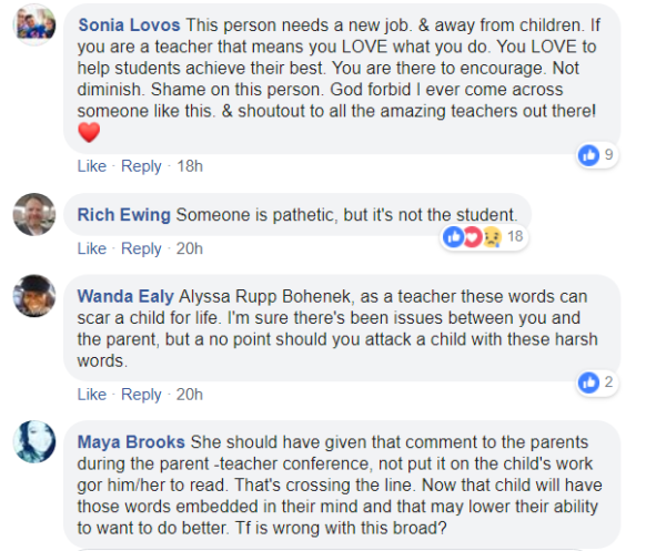 Teacher’s Insensitive Comments On A Child’s Work Has Parents Demanding She Be Fired