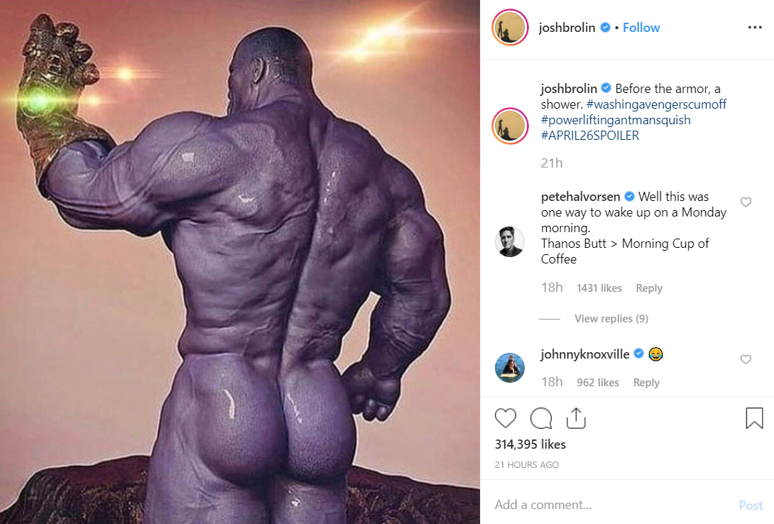 Josh Brolin Shares Racy Instagram Picture Of Thanos Naked