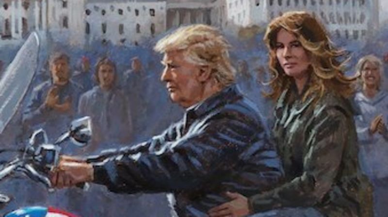 Right-wing artist jon mcnaughton mocked for motorcycle trump portrait