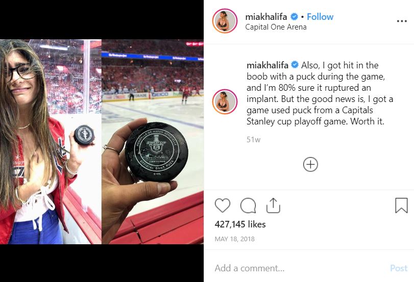 Mia Khalifa Shares Video From Breast Surgery Following Hockey Puck Injury