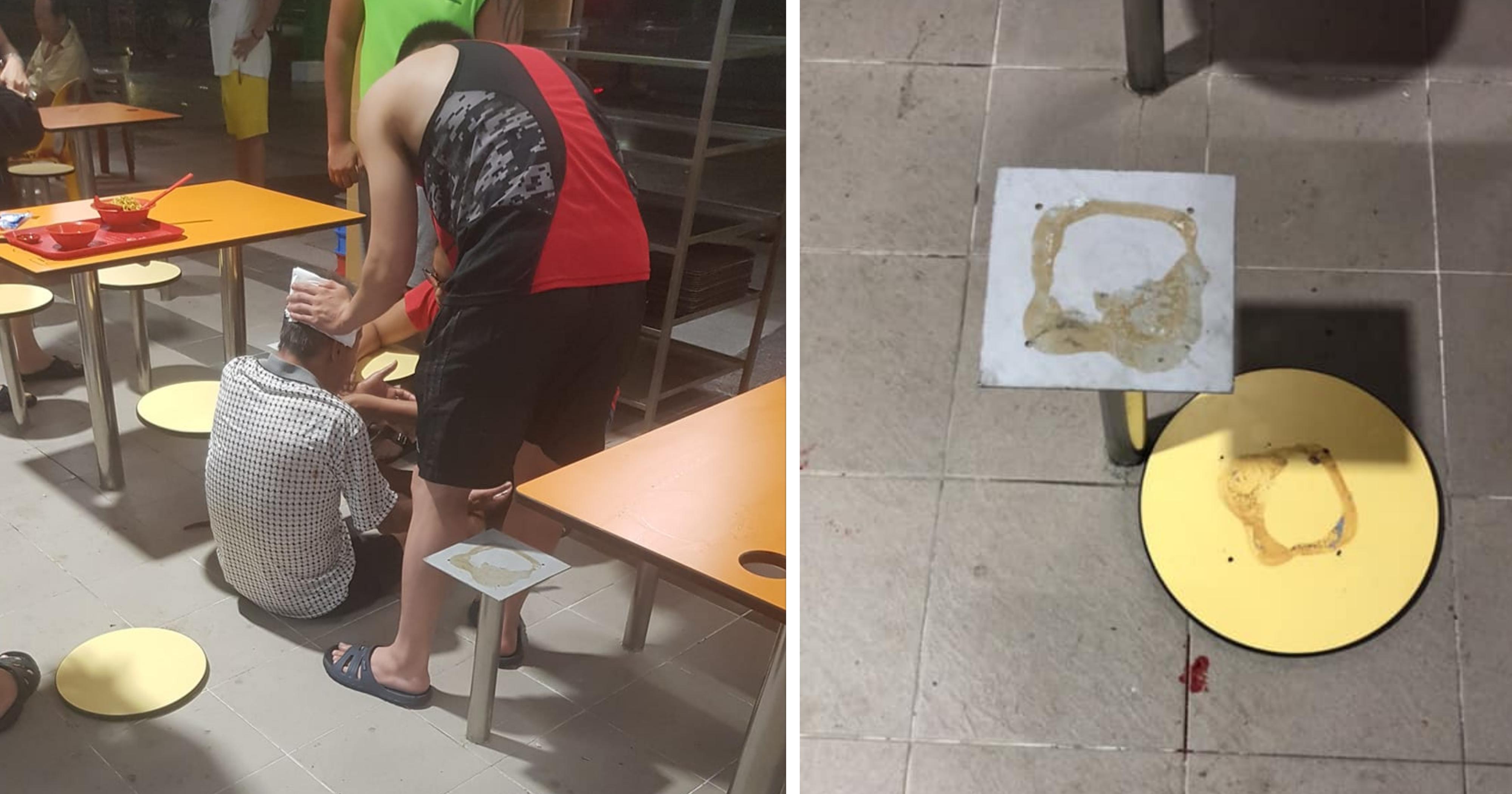 Shoddy workmanship at AMK hawker centre causes bloody injury for elderly uncle!