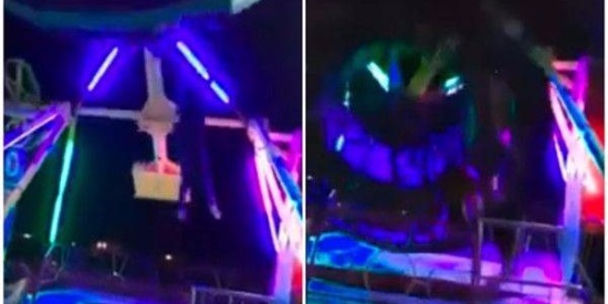 吓人！墨西哥游乐场设施突然出故障掉落，女游客被砸中受伤！