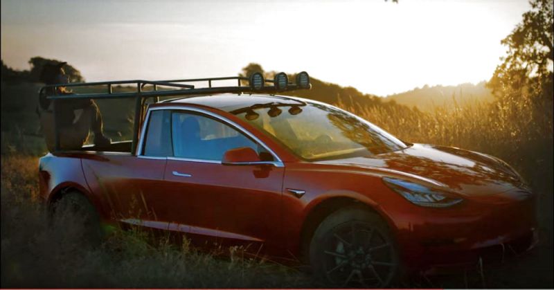 See how this YouTube star cut her Tesla Model 3 into a pickup truck
