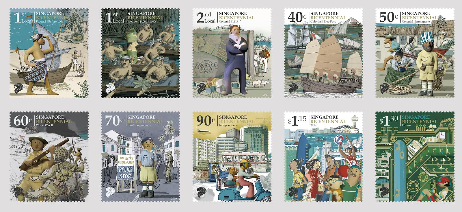 SingPost launches special set of stamps to commemorate Singapore bicentennial