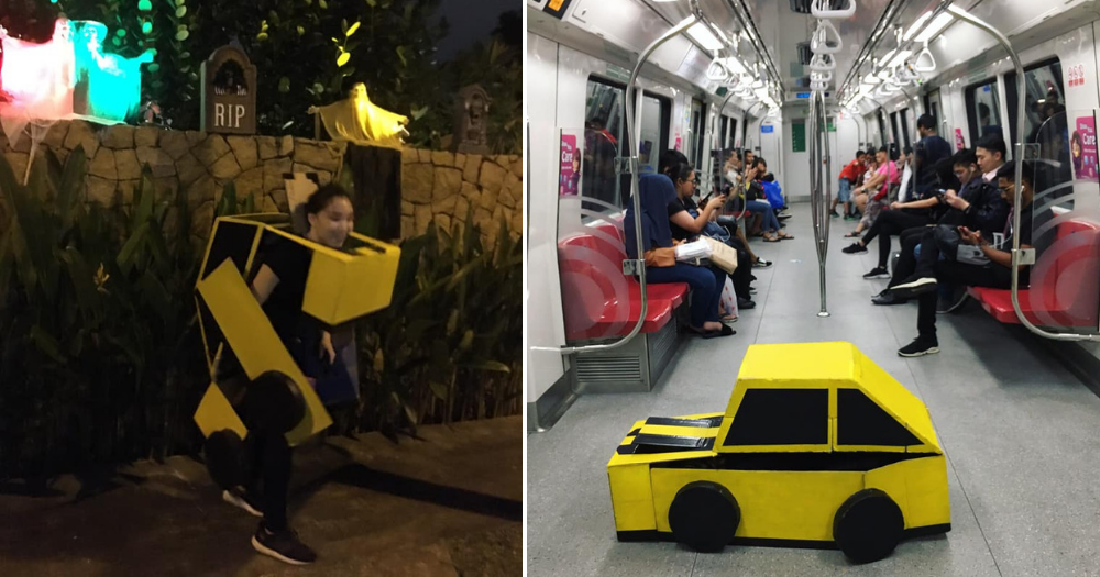 Girl in S’pore makes cardboard Transformer costume that turns into car when you crouch down