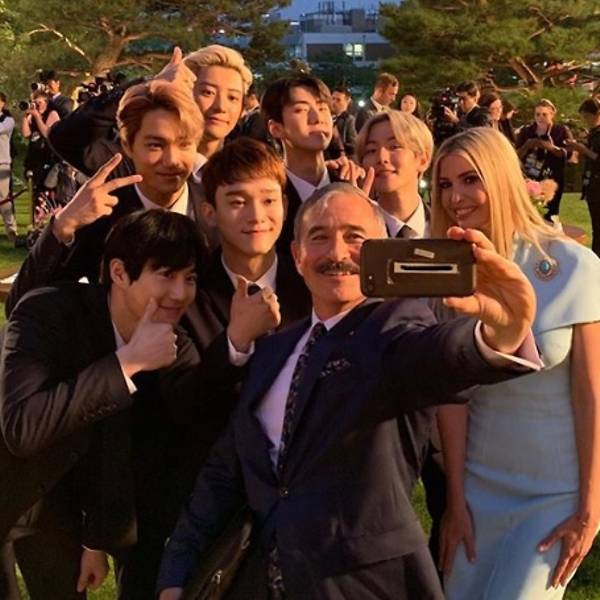 Donald and Ivanka Trump meet K-pop band EXO in Seoul