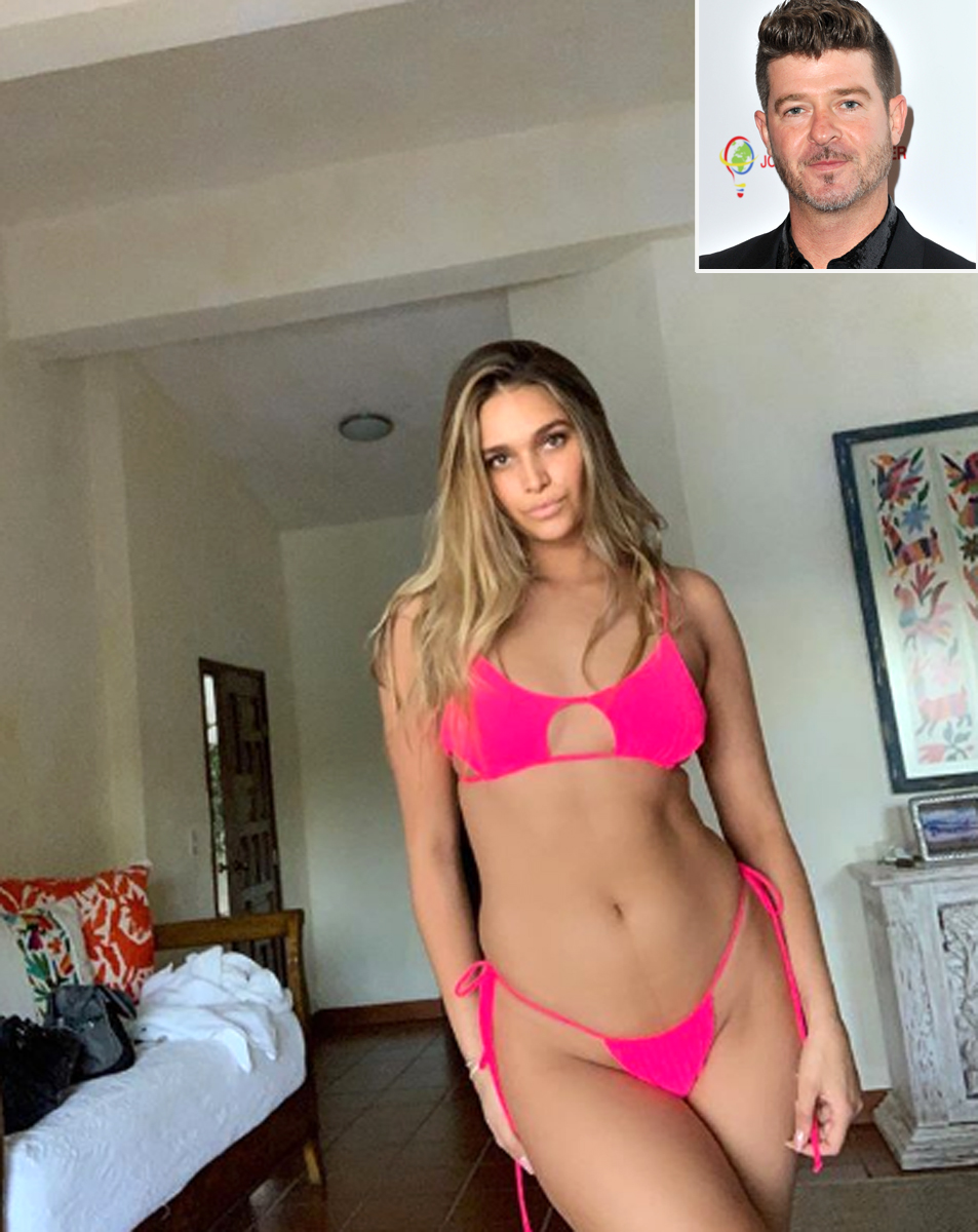 Robin Thicke Teases Fiancée April Love Geary Over Her Sexy 'Mom Bod' Bikini Photo