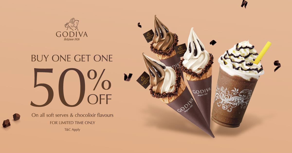 Godiva Is Offering 50% Off On Your Second Purchase Of Soft Serves And Ice Blended Drinks