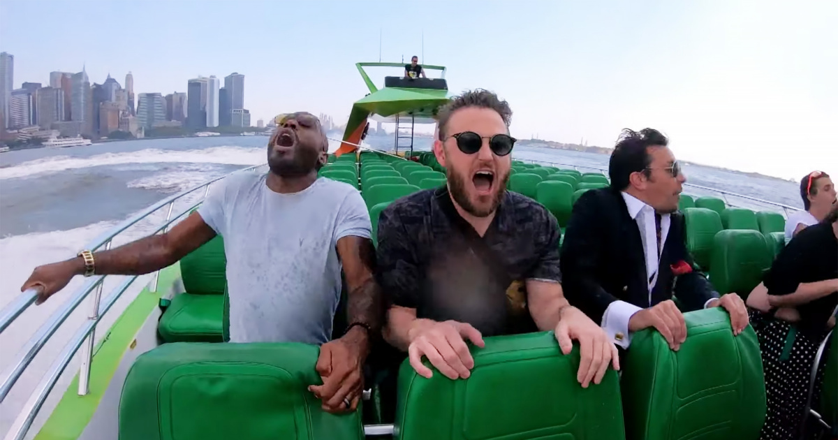 Queer Eye stars take high-speed boat ride with Jimmy Fallon - vomiting ensues