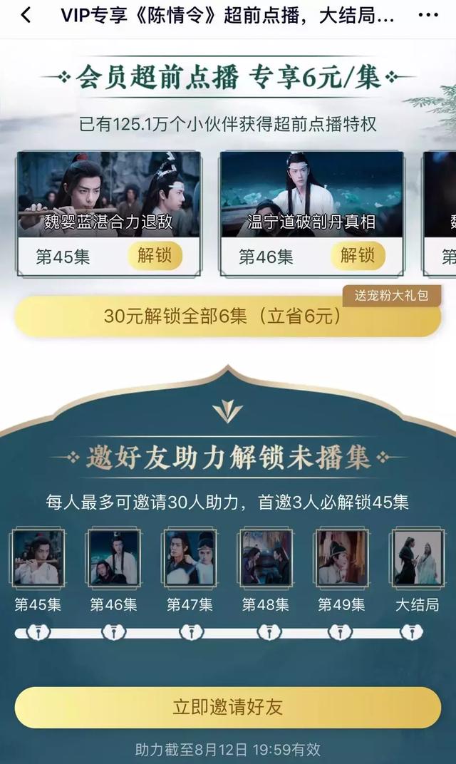 《陈情令》结局6集付费吸金超千万，提前观看成吸金“杀手锏”？