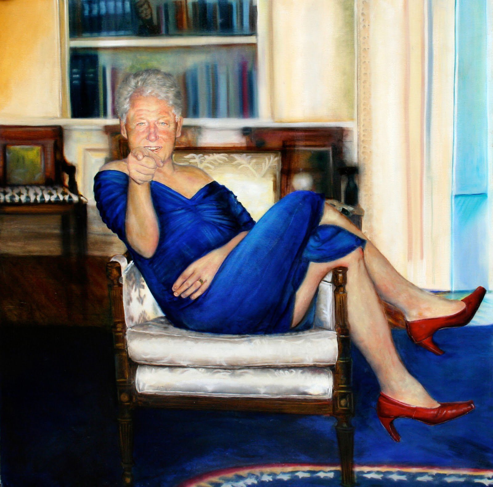Jeffrey Epstein Had The Most Bizarre Painting Of Bill Clinton In A Dress And Heels In His Town House