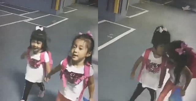 咘咘牵手妹妹放学回家，霸气搂着波妞亲脸颊，实力宠妹
