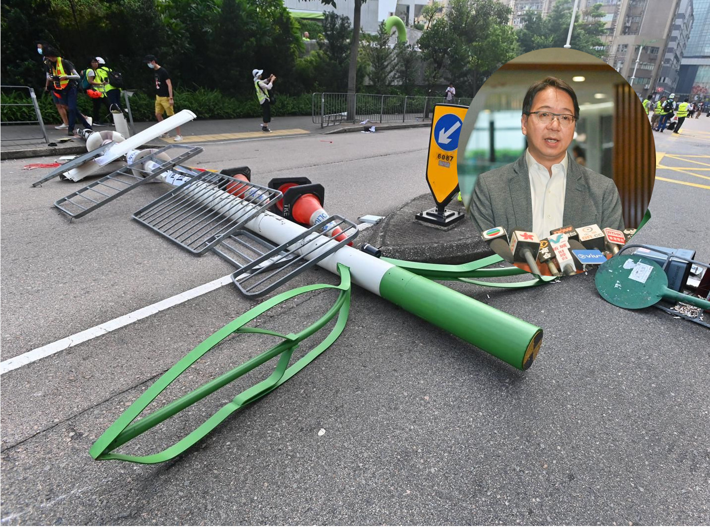 【观塘游行】智慧灯柱被毁 莫乃光：先谈信任科技才可前行