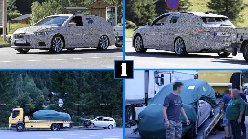 2021 Skoda Octavia RS spied before and after accident
