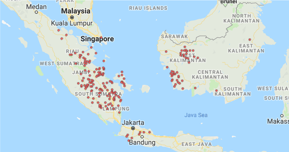 537 hotspots in Sumatra & 749 in Kalimantan detected on Sept. 10, 2019: NEA