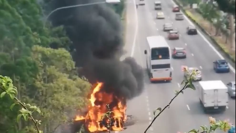 Truck catches fire along BKE