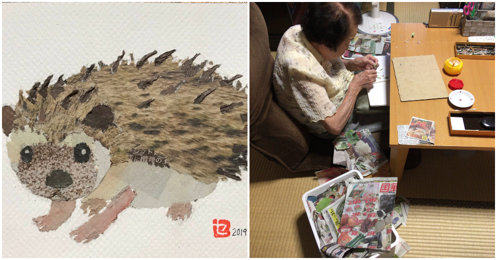 Japanese grandma, 90, creates realistic collage art from torn newspapers