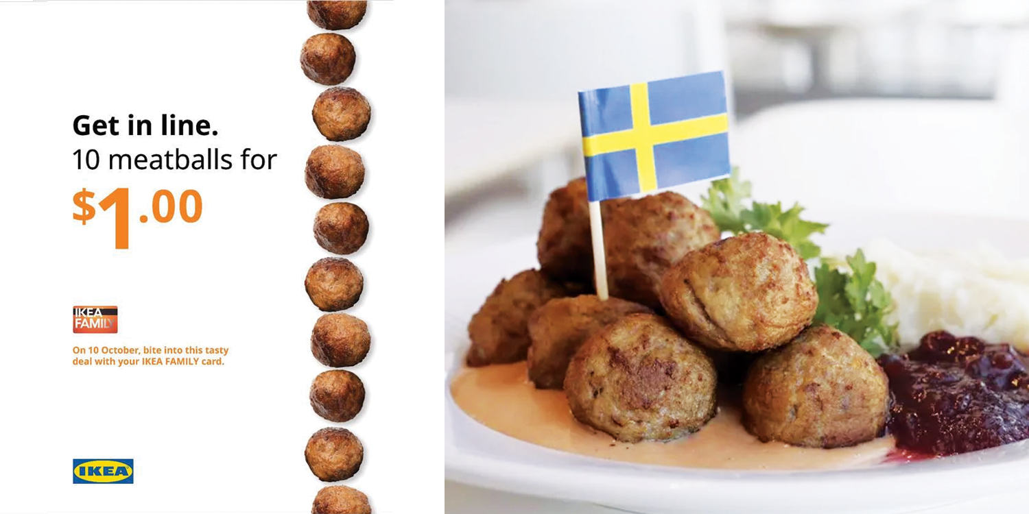 Ikea s’pore will give 10 meatballs for $1 on 10 Oct if you flash their family card