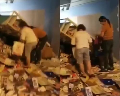 【修例风波】零食店遭破坏爆闸 两大妈疑趁火打劫取货品(片段)