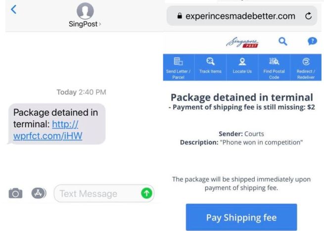 Scam alert:fake SingPost sms. “Win phone” beware!
