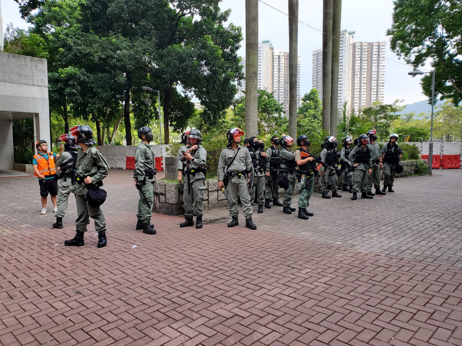 【修例风波】大埔防暴警一度举蓝旗举枪 最少四人被捕包括一名中四学生