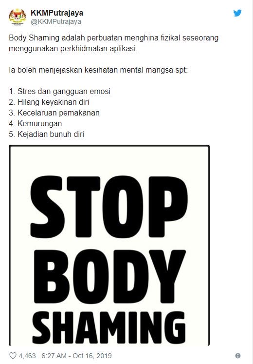 Body shaming is now a crime in m’sia, so calling someone fat online could land bullies in jail