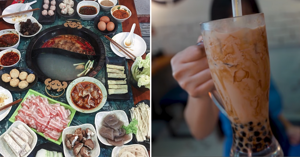 Chinatown hotpot restaurant with frog meat & fish head soup comes with free flow bubble tea