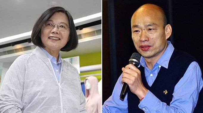 民调显示蔡英文支持度领先韩国瑜近12%