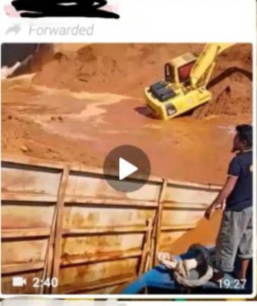 Viral videos of barge laden with red soil sinking at sea not from Malaysia