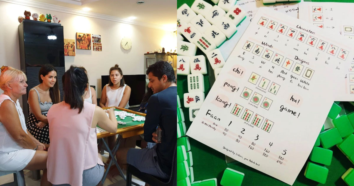 Airbnb in Yishun giving mahjong lessons at S$55 per pax