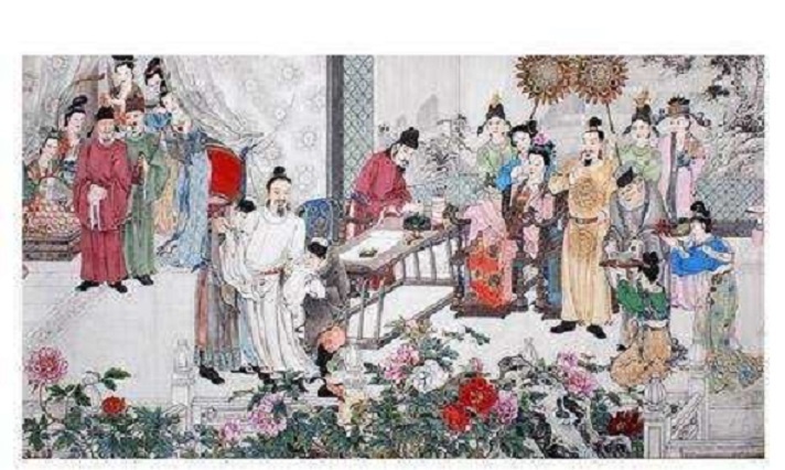 刚从酒肆中扶来的李白，为杨贵妃写了“云想衣裳花想容”