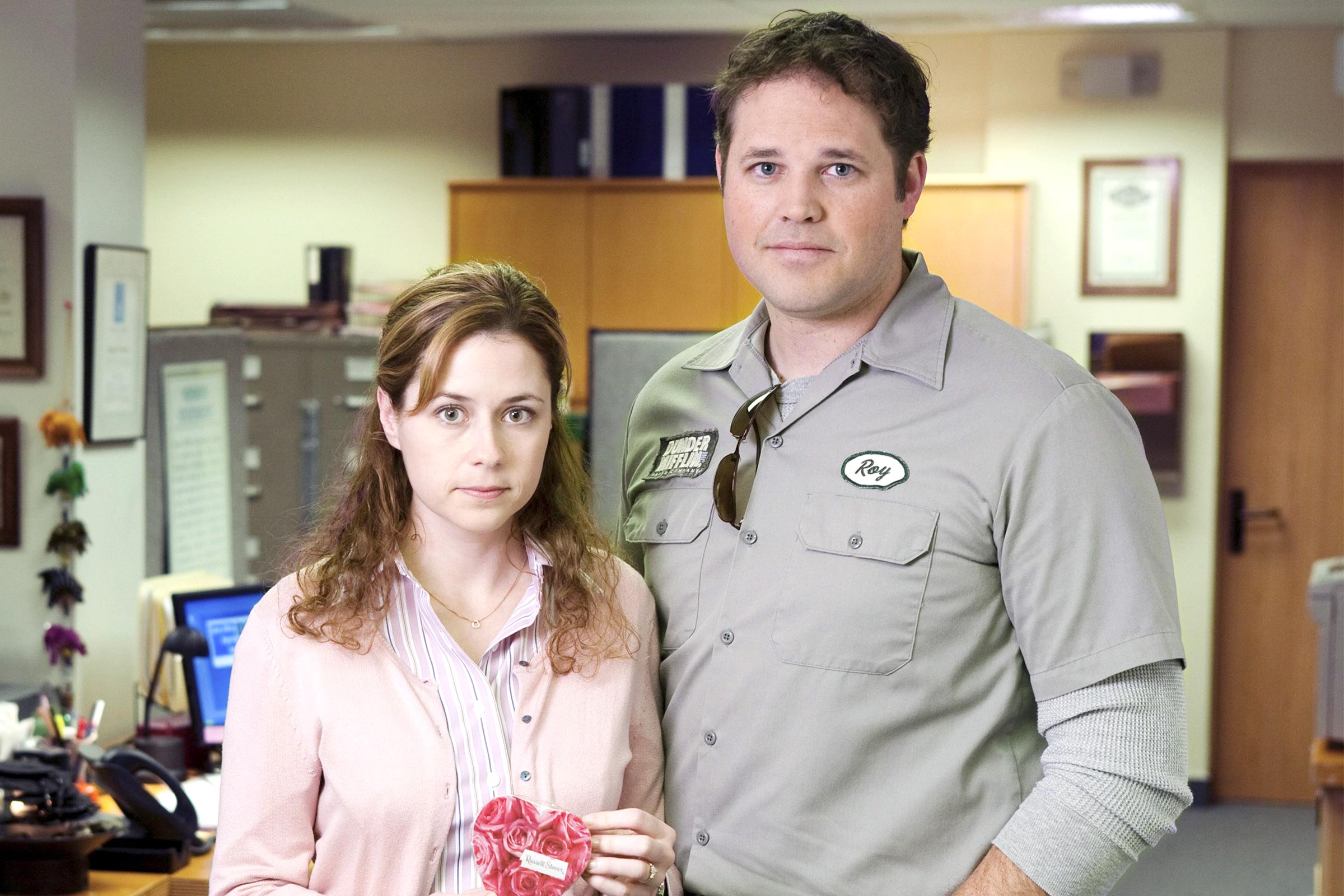 The Office star Jenna Fischer shares the backstory of Pam and Roy's long engagement