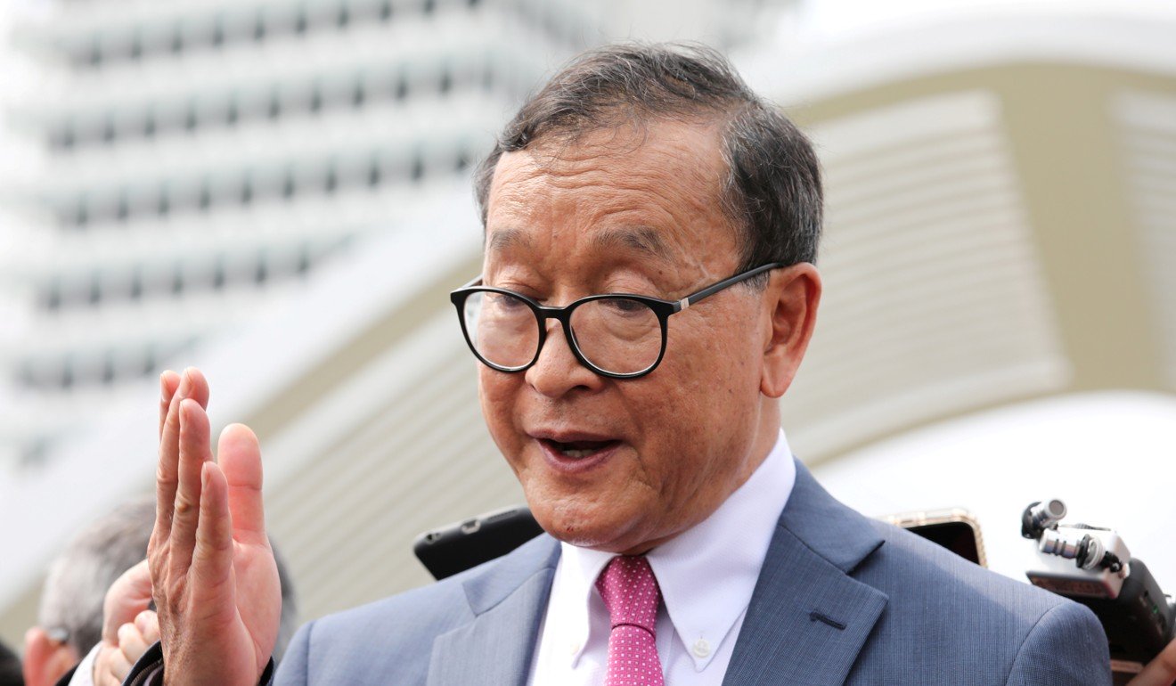 Cambodia’s exiled opposition leader Sam Rainsy barred from flying to Indonesia