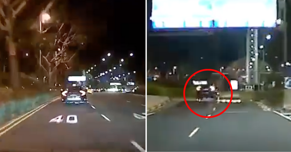 Car flies Initial D-style over hump going downhill into Jewel Changi Airport car park