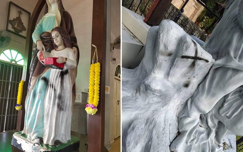Suspect held over spray-painting incident at St Anne’s Church