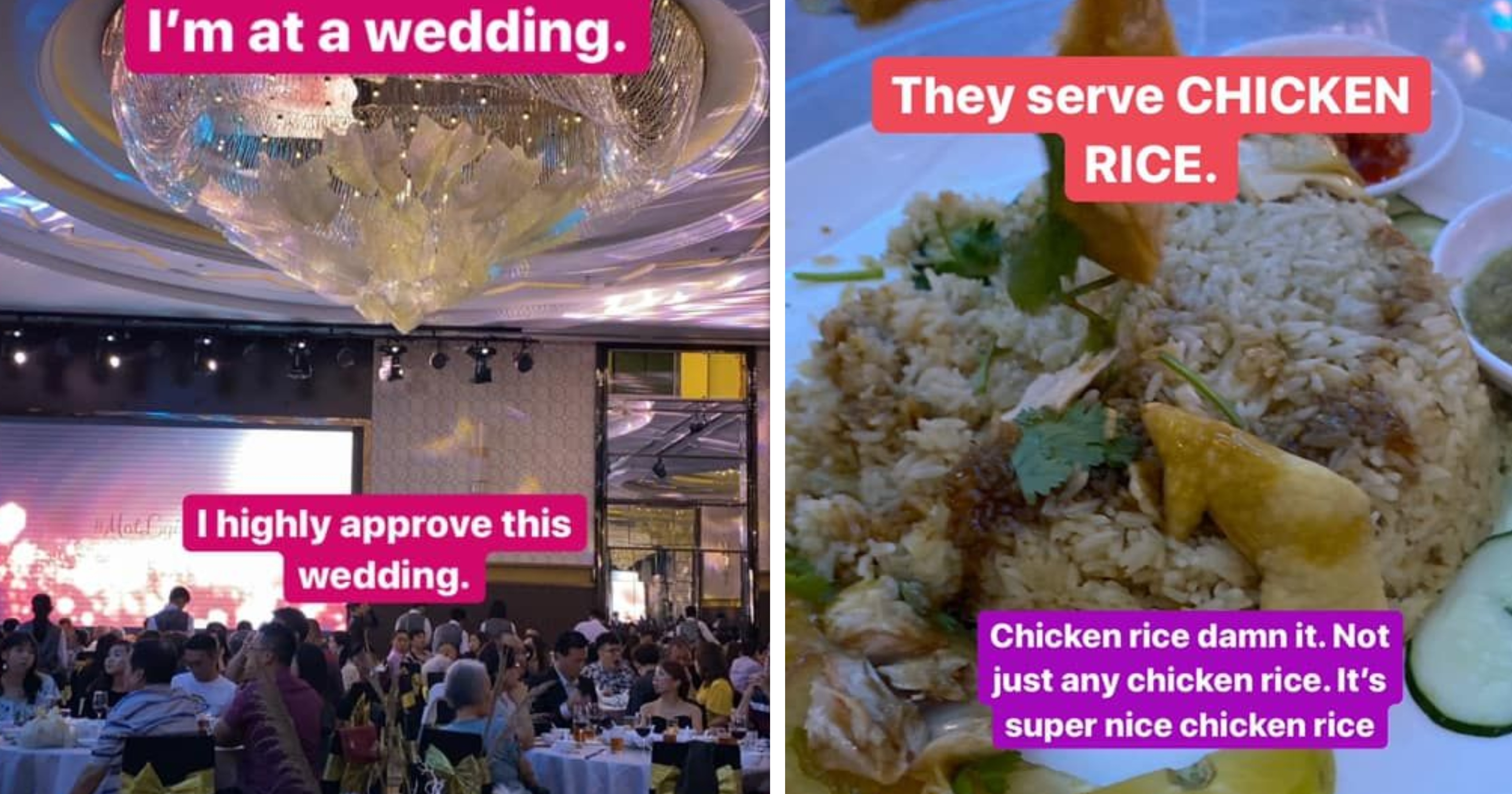 Grand wedding banquet in M’sia serves chicken rice, guest gives it 11 out of 10 rating