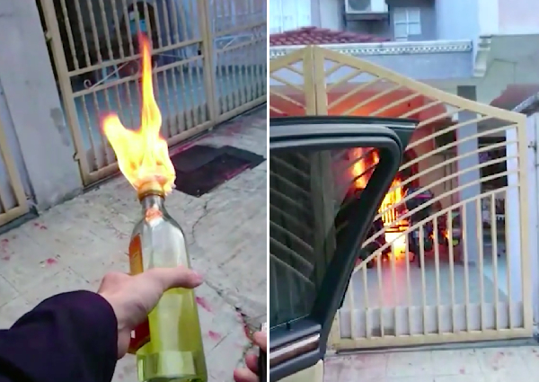 Ah Long in Malaysia records video of himself firebombing home