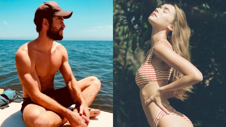 Liam Hemsworth and model Gabriella Brooks confirm their relationship with a steamy kiss on the beach