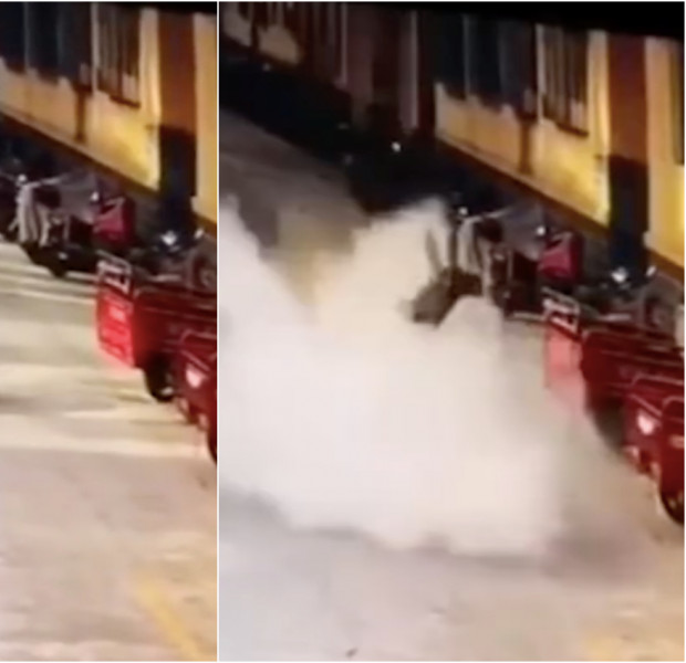 Explosion sends Chinese boy flying after he throws firecracker down manhole