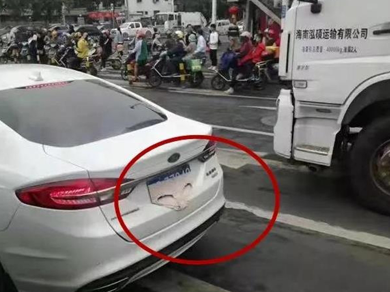 海南女子以内裤遮挡车牌 被交警拦截罚款兼扣分