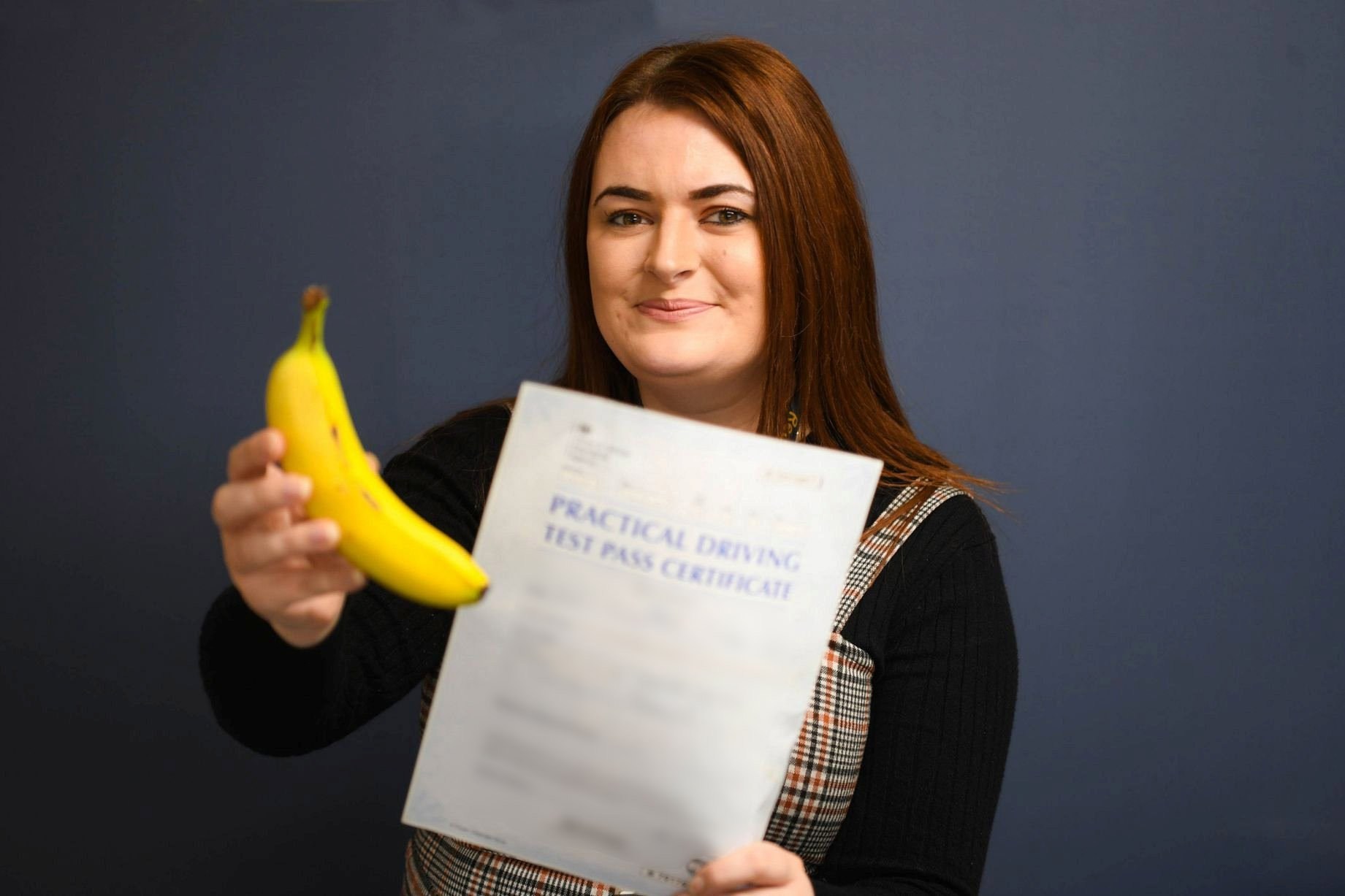 Learner driver says she finally passed her driving test after 250 hours of lessons because of bananas