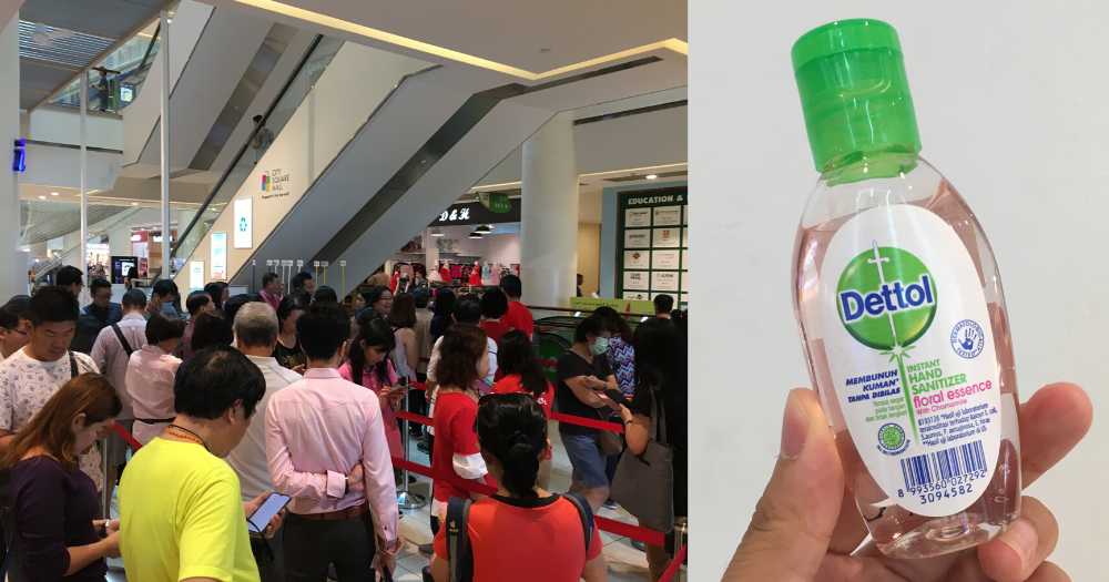 I queued up in City Square Mall for 30 minutes to get a free 50ml bottle of hand sanitiser