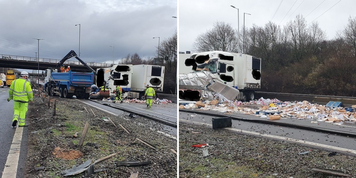 M6 closed in both directions after crash between two lorries