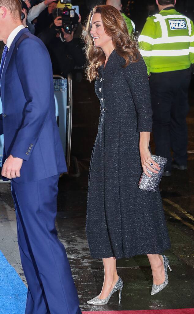 Kate Middleton Dazzles in Sparkly Silver Heels for Theater Date Night With Prince William