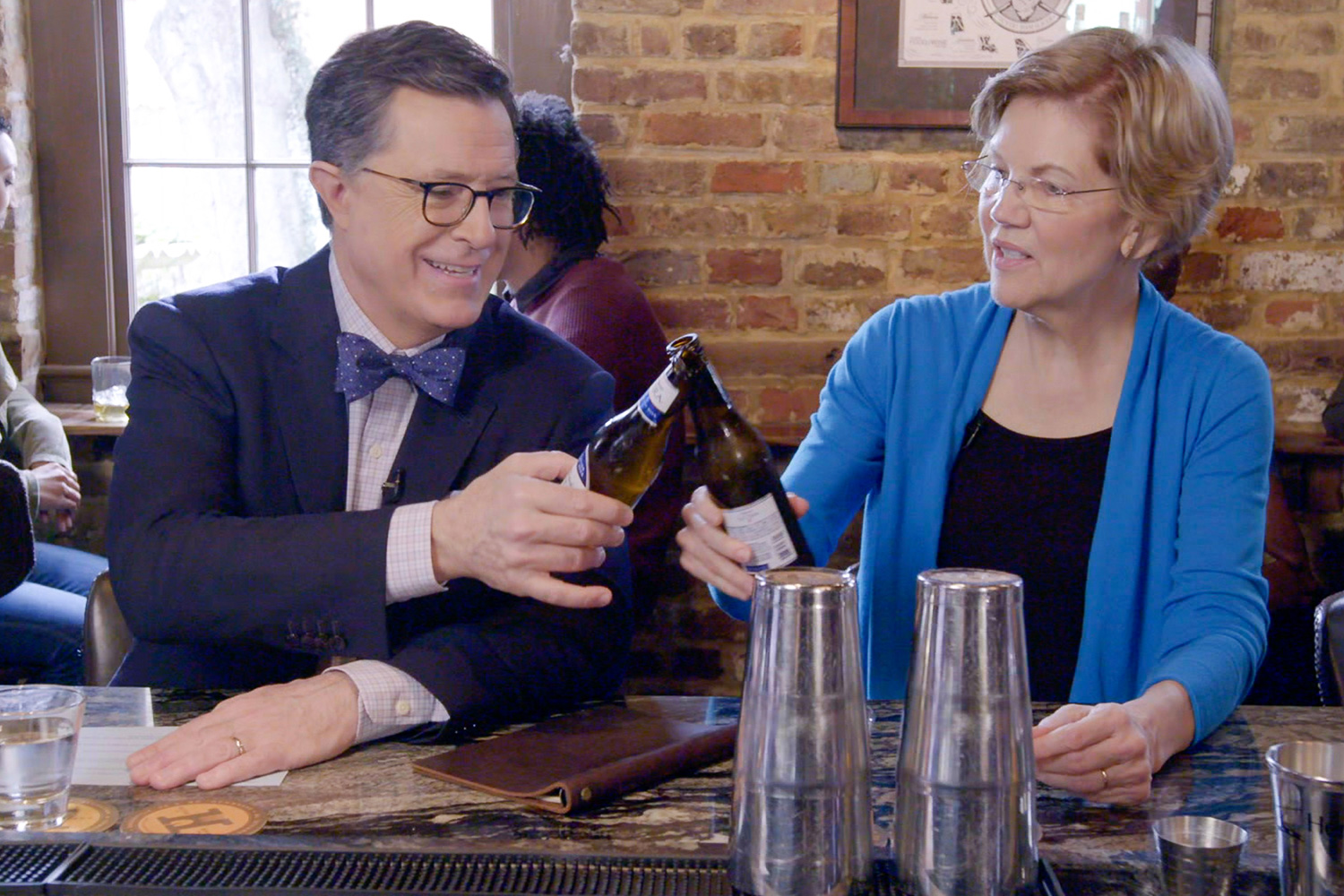 Elizabeth Warren Plays Guess-the-Billionaire (and Zings Mark Zuckerberg) with Stephen Colbert