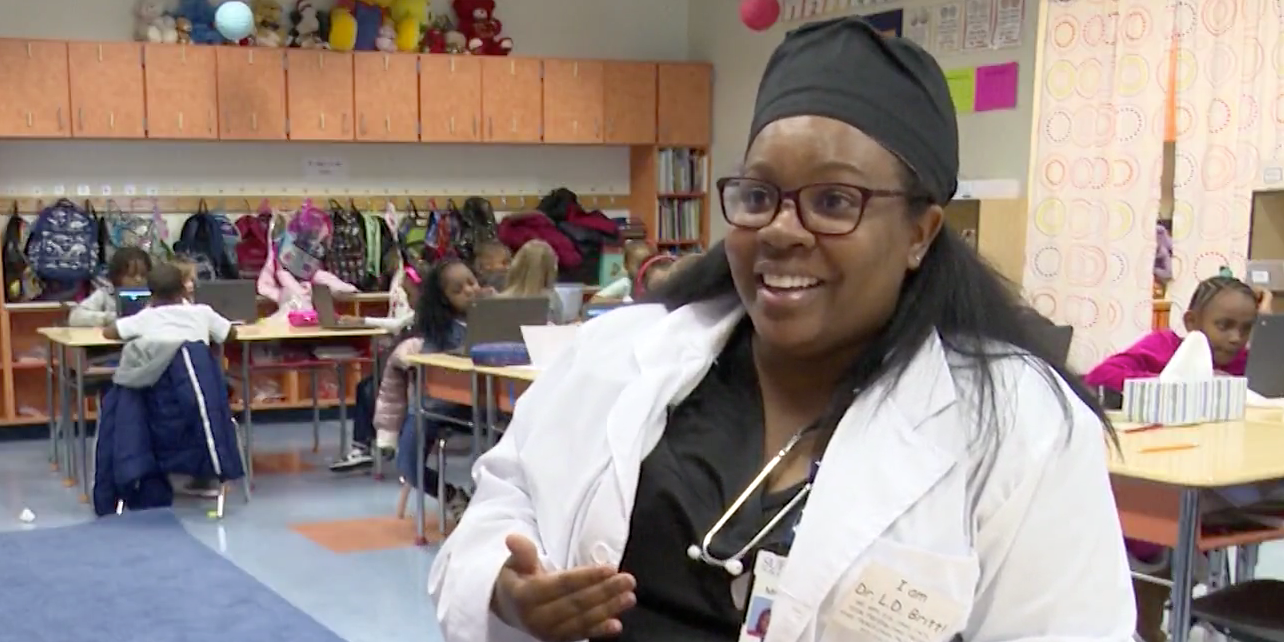 A first grade teacher dressed as a different black trailblazer for every day of Black History Month